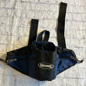 SPALDING NAVY BLACK TWO ZIPPER POCKETS WATER BOTTLE HOLDER FANNY PACK O/S